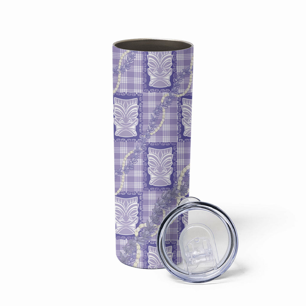 Aloha Hawaii Tiki Palaka Motifs Skinny Tumbler Honohono Lei Purple Elegant Vibes LT14 - Polynesian Pride