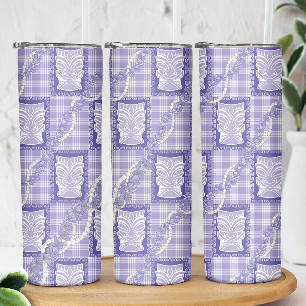 Aloha Hawaii Tiki Palaka Motifs Skinny Tumbler Honohono Lei Purple Elegant Vibes LT14 - Polynesian Pride