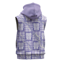 Aloha Hawaii Tiki Palaka Motifs Sleeveless Hoodie Honohono Lei Purple Elegant Vibes LT14 - Polynesian Pride