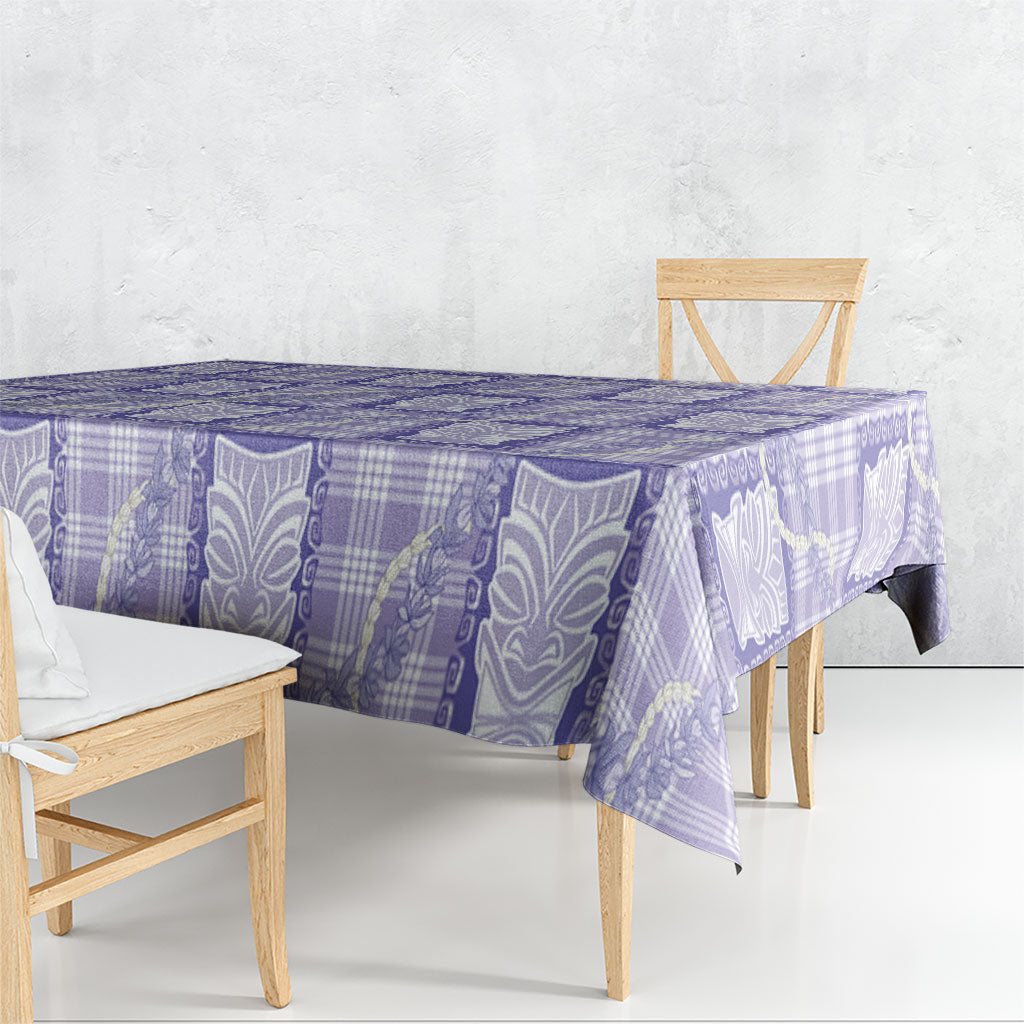 Aloha Hawaii Tiki Palaka Motifs Tablecloth Honohono Lei Purple Elegant Vibes