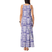 Aloha Hawaii Tiki Palaka Motifs Tank Maxi Dress Honohono Lei Purple Elegant Vibes LT14 - Polynesian Pride