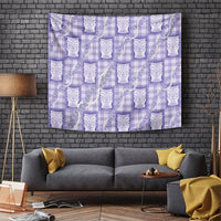 Aloha Hawaii Tiki Palaka Motifs Tapestry Honohono Lei Purple Elegant Vibes