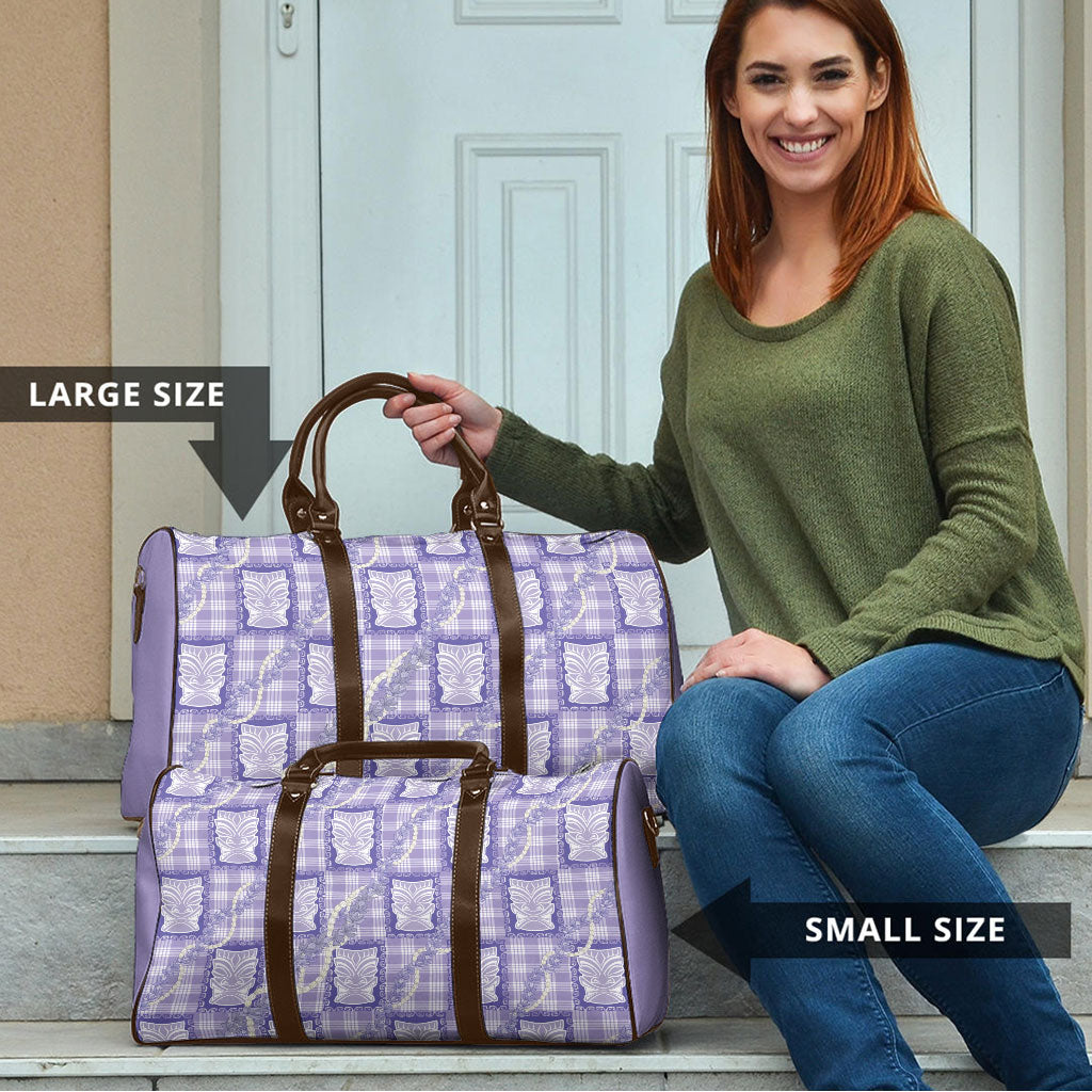 Aloha Hawaii Tiki Palaka Motifs Travel Bag Honohono Lei Purple Elegant Vibes LT14 - Polynesian Pride
