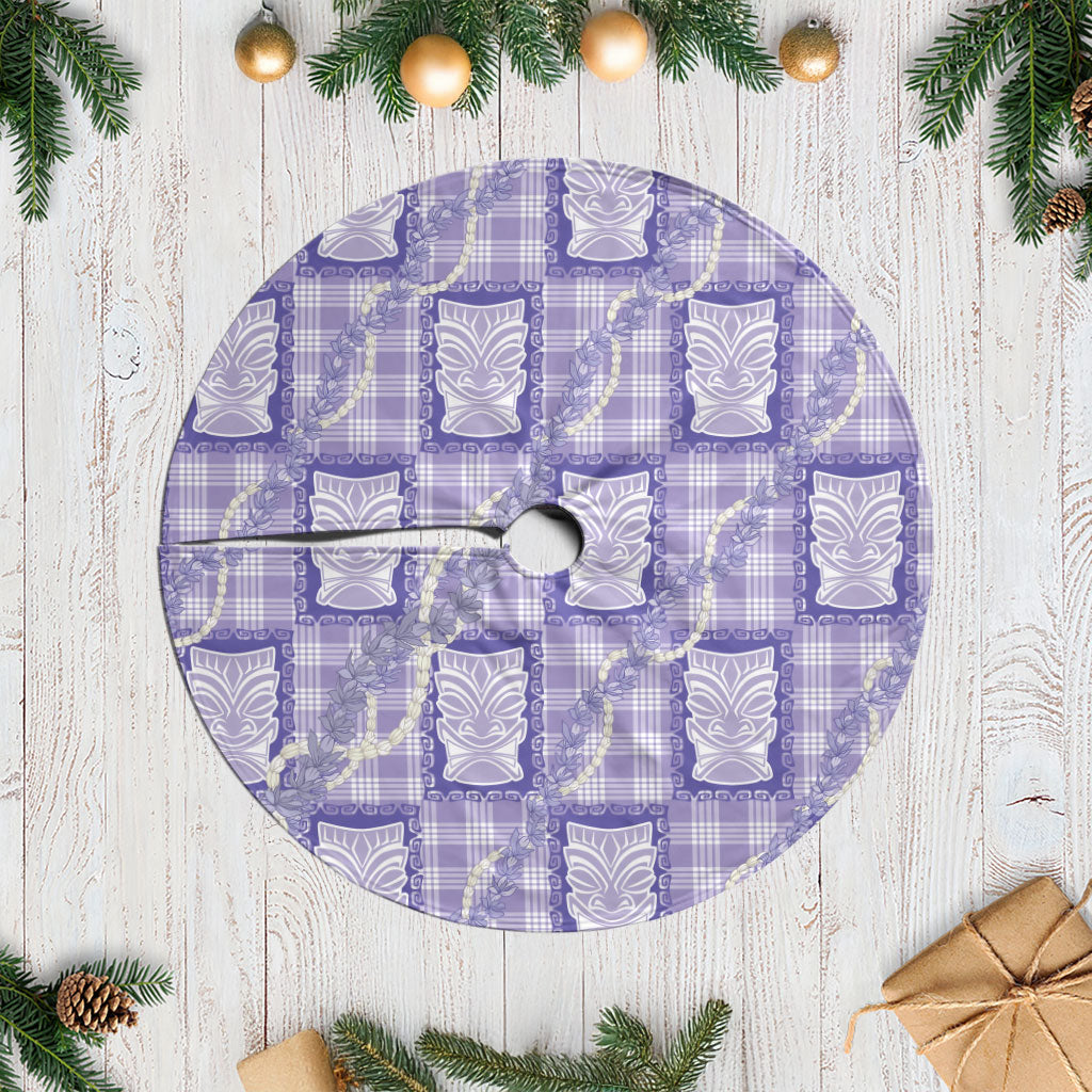 Aloha Hawaii Tiki Palaka Motifs Tree Skirt Honohono Lei Purple Elegant Vibes