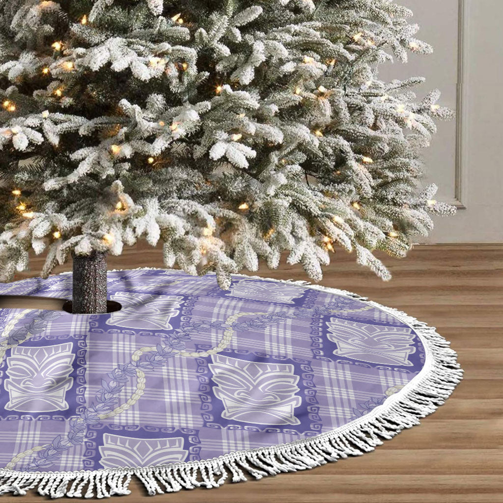 Aloha Hawaii Tiki Palaka Motifs Tree Skirt Honohono Lei Purple Elegant Vibes