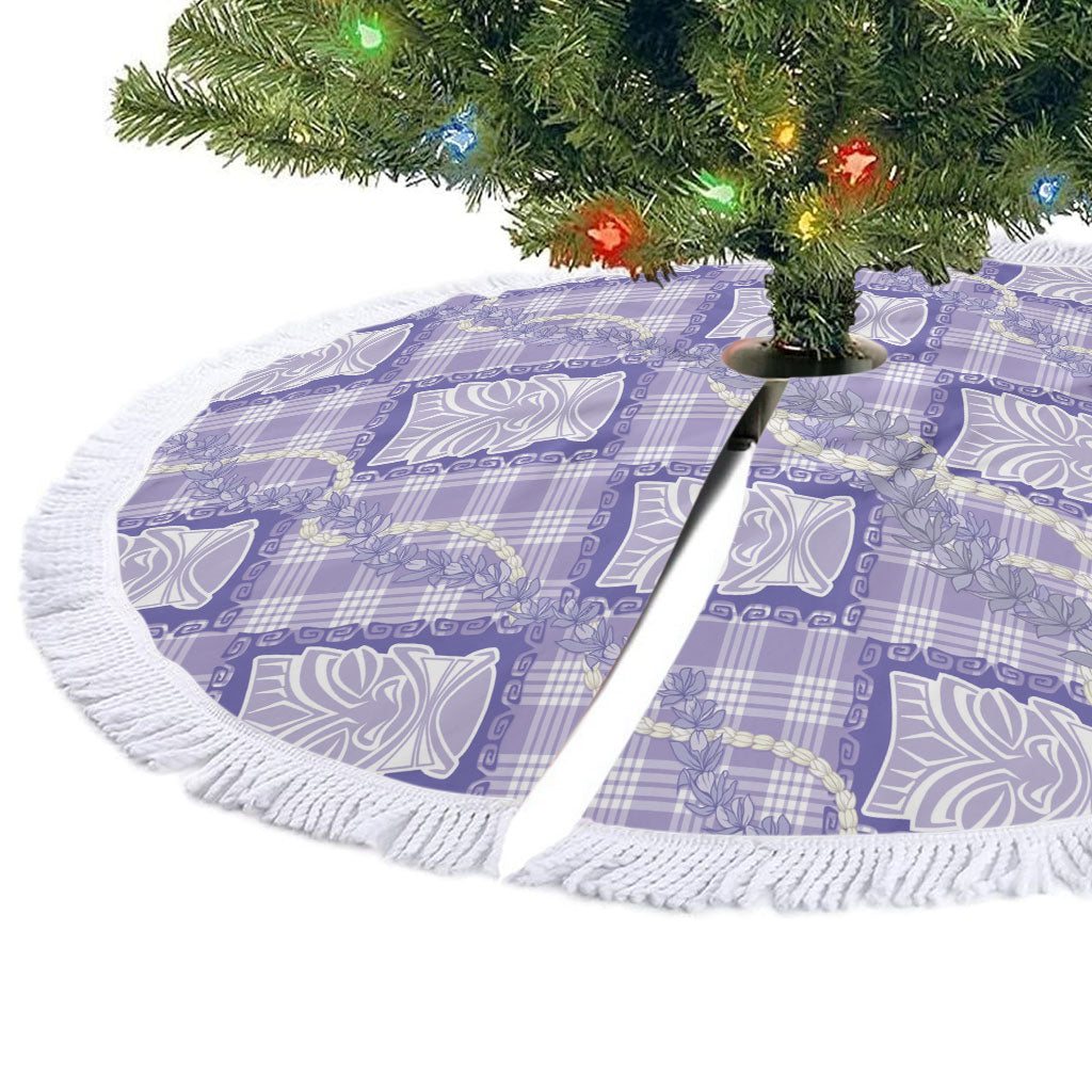 Aloha Hawaii Tiki Palaka Motifs Tree Skirt Honohono Lei Purple Elegant Vibes