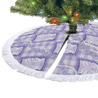 Aloha Hawaii Tiki Palaka Motifs Tree Skirt Honohono Lei Purple Elegant Vibes