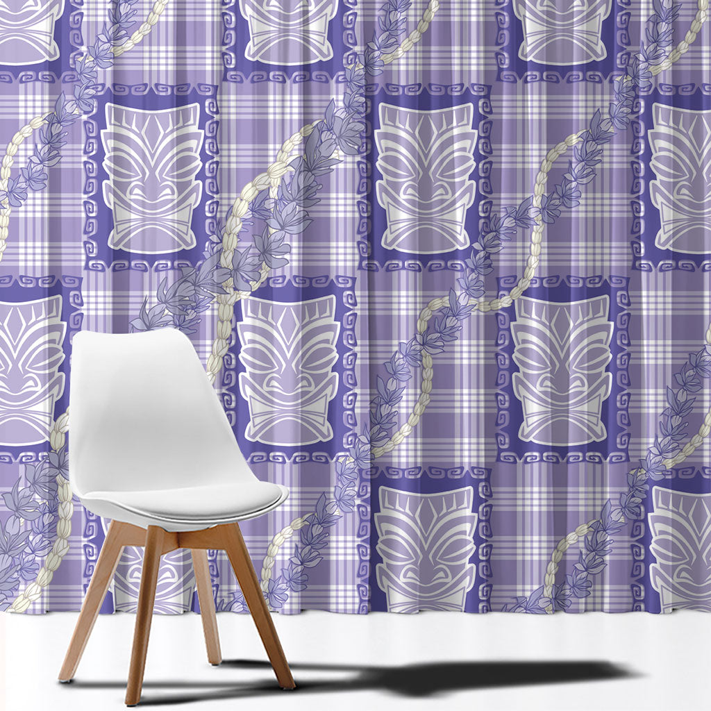 Aloha Hawaii Tiki Palaka Motifs Window Curtain Honohono Lei Purple Elegant Vibes
