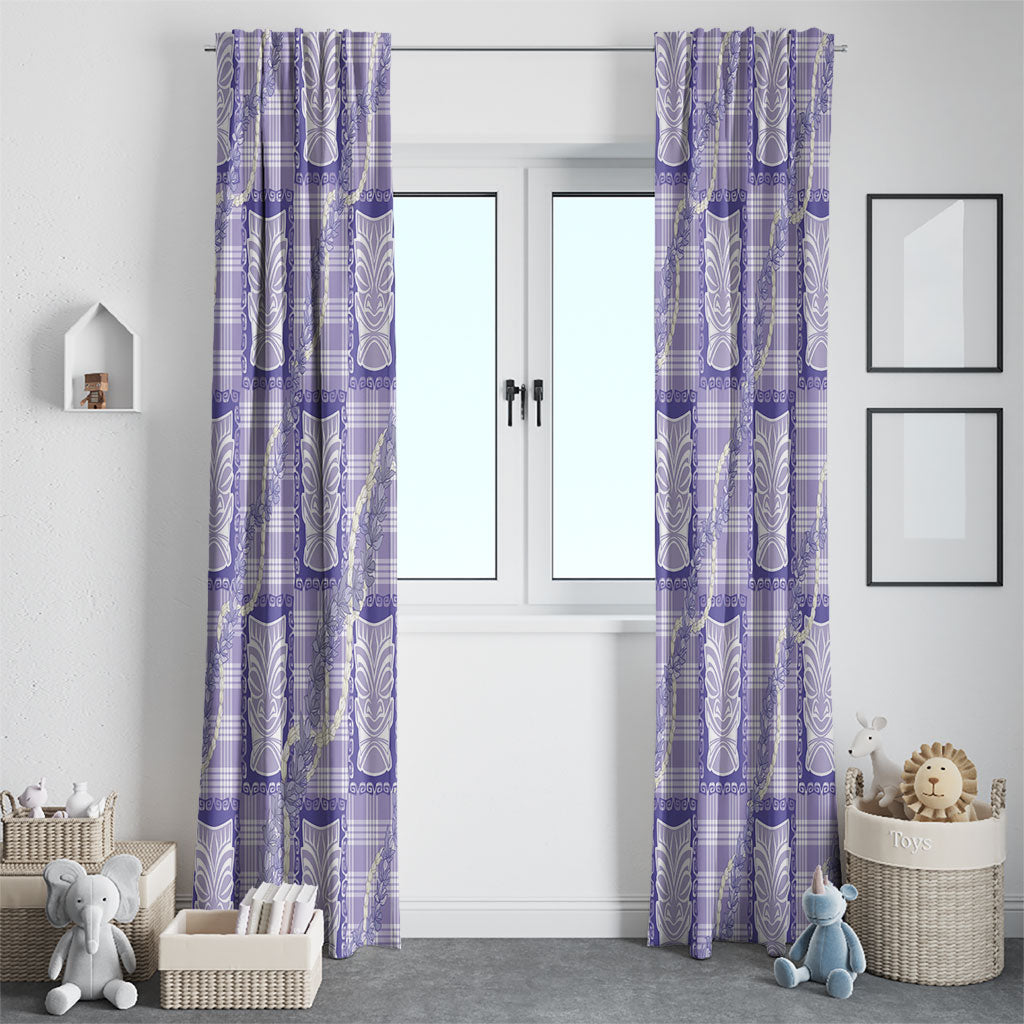 Aloha Hawaii Tiki Palaka Motifs Window Curtain Honohono Lei Purple Elegant Vibes