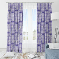 Aloha Hawaii Tiki Palaka Motifs Window Curtain Honohono Lei Purple Elegant Vibes