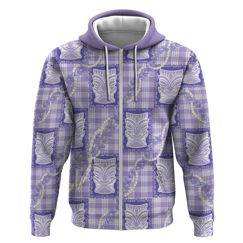 Aloha Hawaii Tiki Palaka Motifs Zip Hoodie Honohono Lei Purple Elegant Vibes LT14 Zip Hoodie Purple - Polynesian Pride