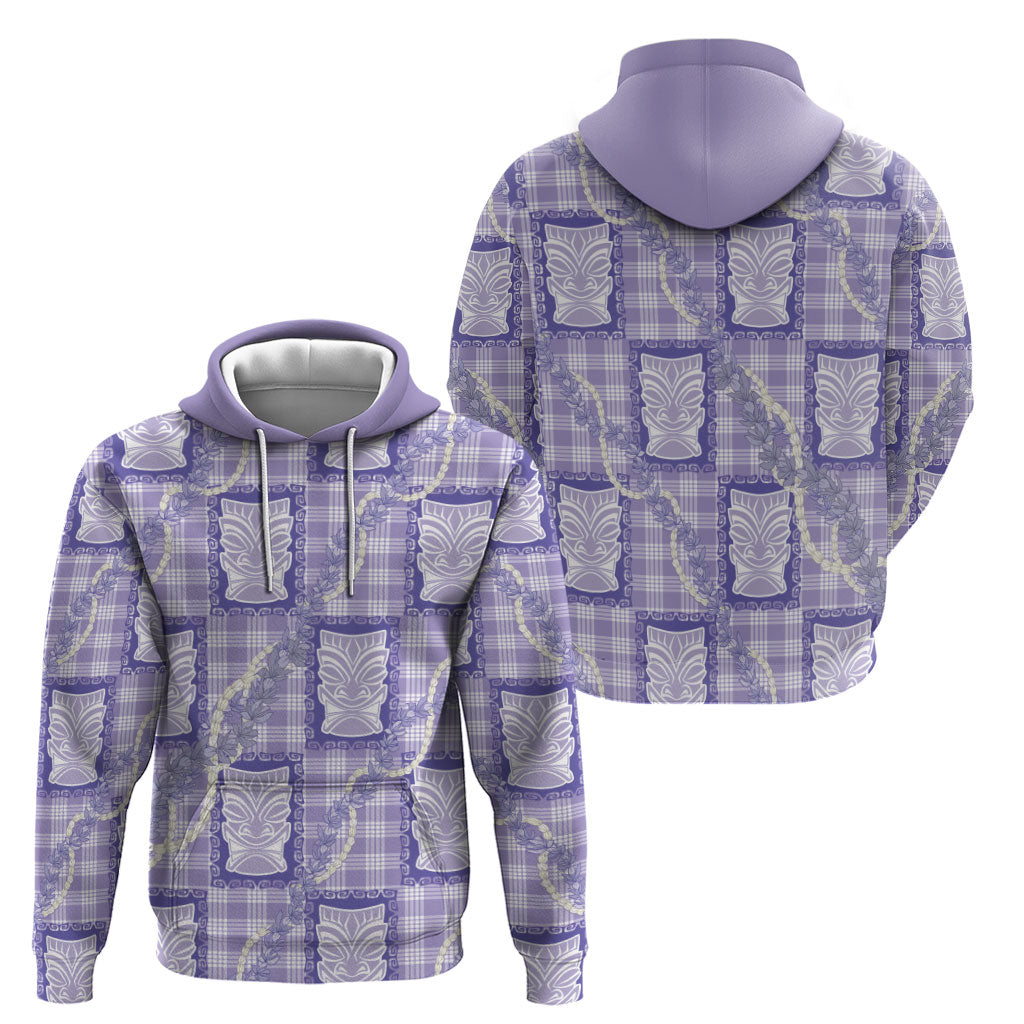 Aloha Hawaii Tiki Palaka Motifs Zip Hoodie Honohono Lei Purple Elegant Vibes LT14 - Polynesian Pride