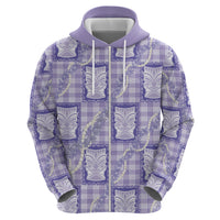Aloha Hawaii Tiki Palaka Motifs Zip Hoodie Honohono Lei Purple Elegant Vibes LT14 - Polynesian Pride