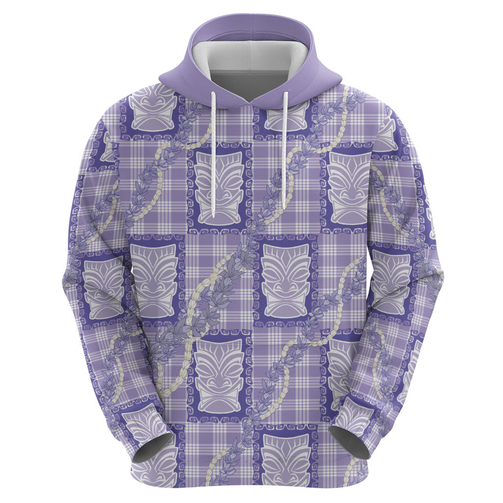 Aloha Hawaii Tiki Palaka Motifs Zip Hoodie Honohono Lei Purple Elegant Vibes LT14 - Polynesian Pride