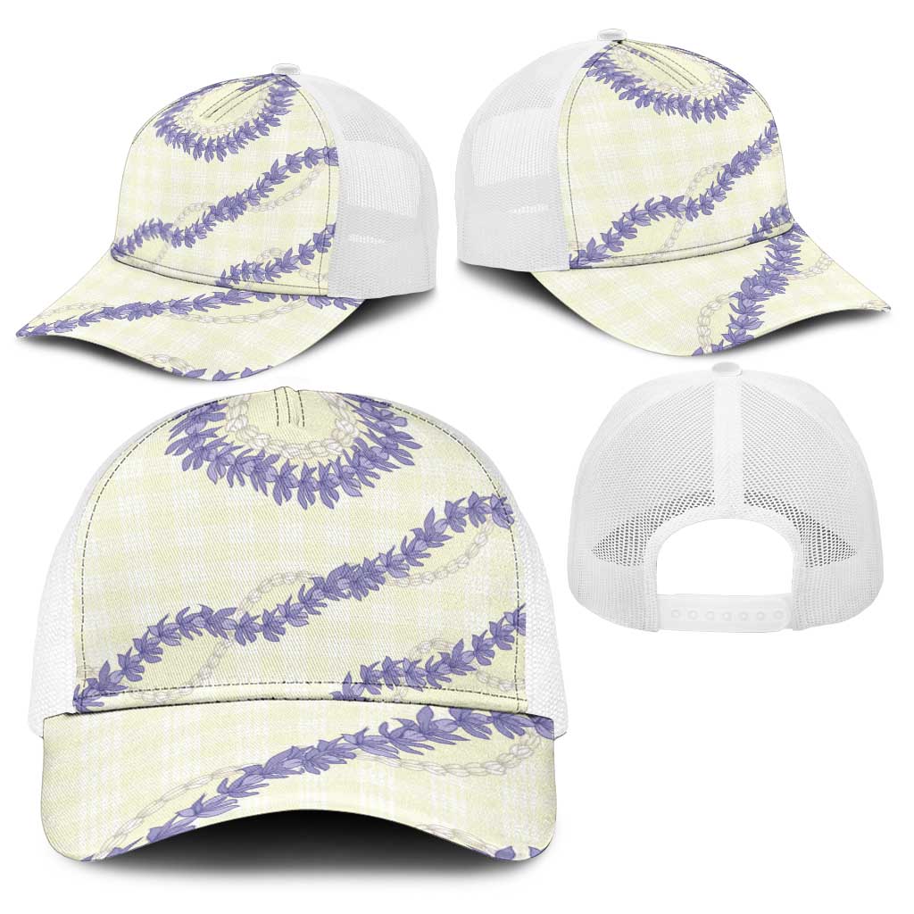 Hawaii Honohono Palaka Motifs Baseball Net Cap Hawaiian Orchid Lei