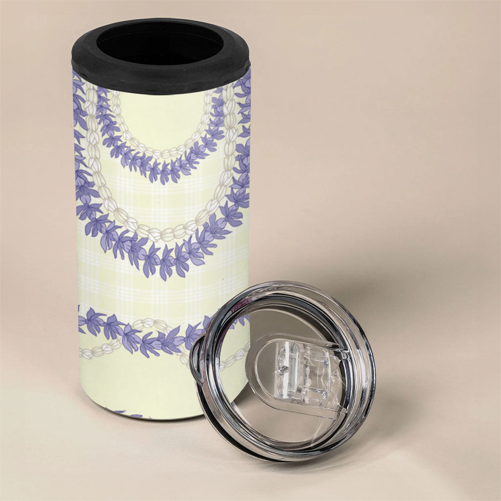Hawaii Honohono Palaka Motifs 4 in 1 Can Cooler Tumbler Hawaiian Orchid Lei