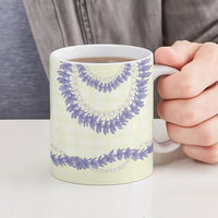 Hawaii Honohono Palaka Motifs Ceramic Mug Hawaiian Orchid Lei