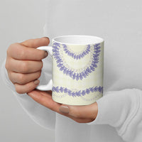 Hawaii Honohono Palaka Motifs Ceramic Mug Hawaiian Orchid Lei