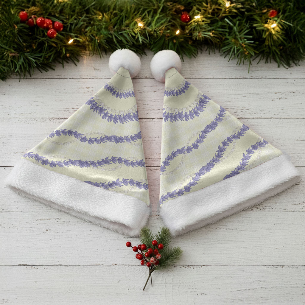 Hawaii Honohono Palaka Motifs Christmas Santa Hat Hawaiian Orchid Lei