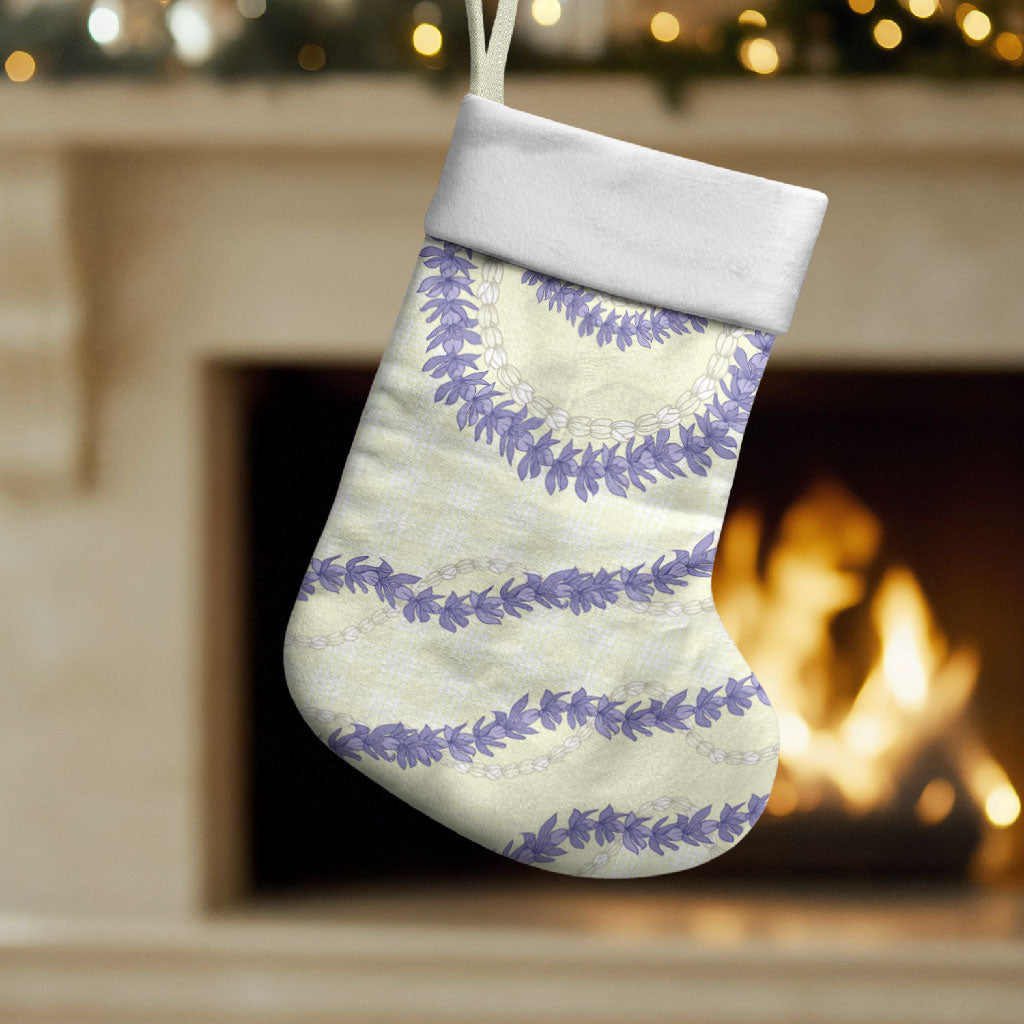 Hawaii Honohono Palaka Motifs Christmas Stocking Hawaiian Orchid Lei