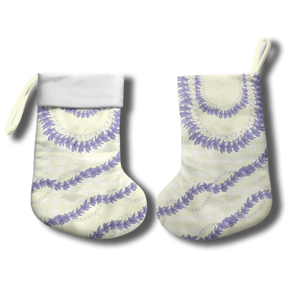 Hawaii Honohono Palaka Motifs Christmas Stocking Hawaiian Orchid Lei