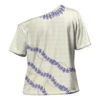 Hawaii Honohono Palaka Motifs Cross Shoulder Shirt Hawaiian Orchid Lei