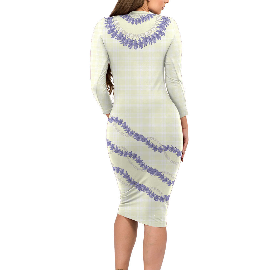 Hawaii Honohono Palaka Motifs Family Matching Long Sleeve Bodycon Dress and Hawaiian Shirt Hawaiian Orchid Lei LT14 - Polynesian Pride