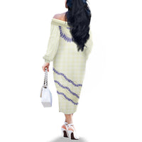 Hawaii Honohono Palaka Motifs Family Matching Off The Shoulder Long Sleeve Dress and Hawaiian Shirt Hawaiian Orchid Lei LT14 - Polynesian Pride
