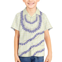 Hawaii Honohono Palaka Motifs Family Matching Off Shoulder Maxi Dress and Hawaiian Shirt Hawaiian Orchid Lei LT14 Son's Shirt Cream - Polynesian Pride