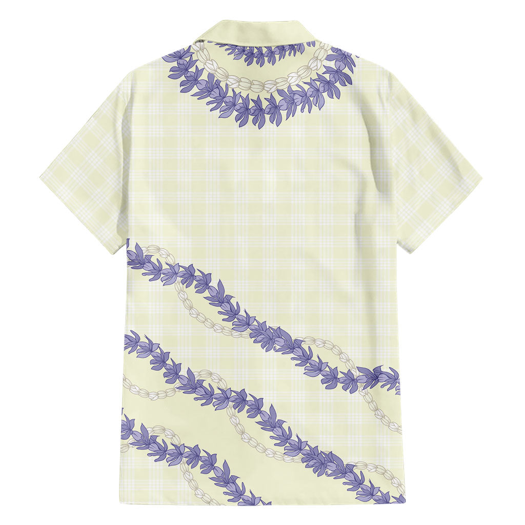 Hawaii Honohono Palaka Motifs Family Matching Off Shoulder Short Dress and Hawaiian Shirt Hawaiian Orchid Lei LT14 - Polynesian Pride