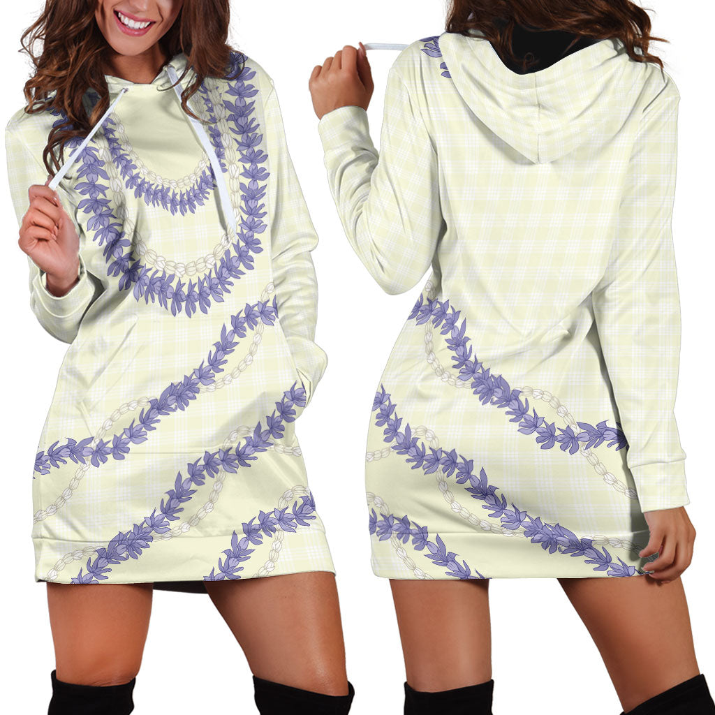Hawaii Honohono Palaka Motifs Hoodie Dress Hawaiian Orchid Lei LT14 - Polynesian Pride