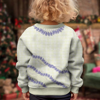 Hawaii Honohono Palaka Motifs Kid Ugly Christmas Sweater Hawaiian Orchid Lei