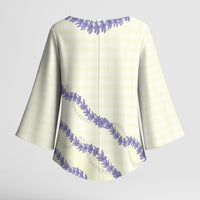 Hawaii Honohono Palaka Motifs Kimono Sleeve Blouse Hawaiian Orchid Lei
