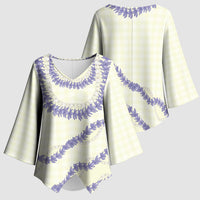 Hawaii Honohono Palaka Motifs Kimono Sleeve Blouse Hawaiian Orchid Lei