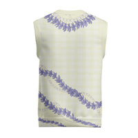 Hawaii Honohono Palaka Motifs Christmas Knitted V-Neck Vest Hawaiian Orchid Lei