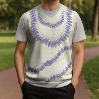 Hawaii Honohono Palaka Motifs Christmas Knitted V-Neck Vest Hawaiian Orchid Lei