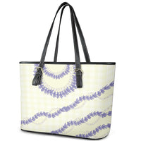 Hawaii Honohono Palaka Motifs Leather Tote Bag Hawaiian Orchid Lei