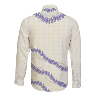 Hawaii Honohono Palaka Motifs Long Sleeve Button Shirt Hawaiian Orchid Lei