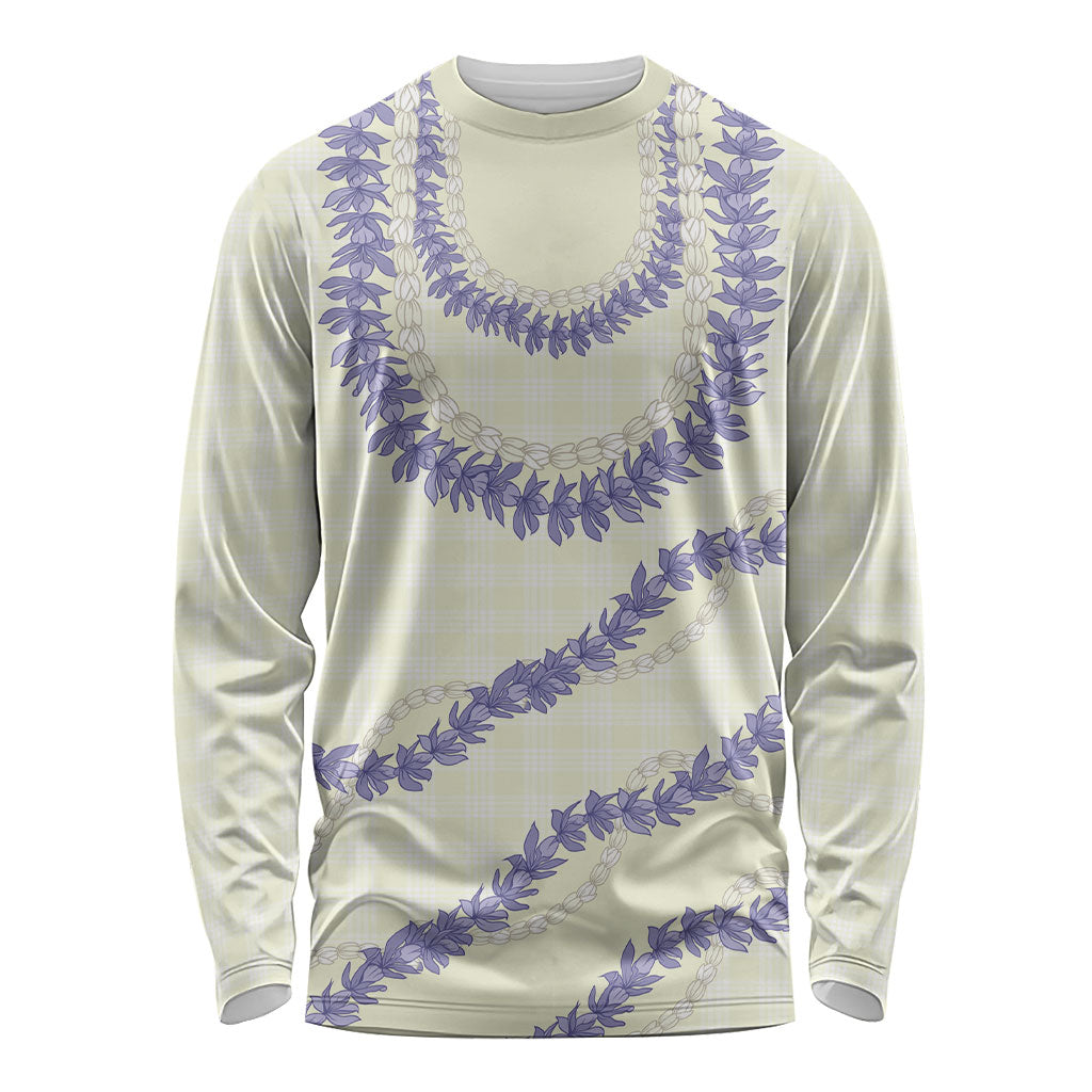 Hawaii Honohono Palaka Motifs Long Sleeve Shirt Hawaiian Orchid Lei