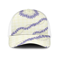 Hawaii Honohono Palaka Motifs Mesh Trucker Cap Hawaiian Orchid Lei