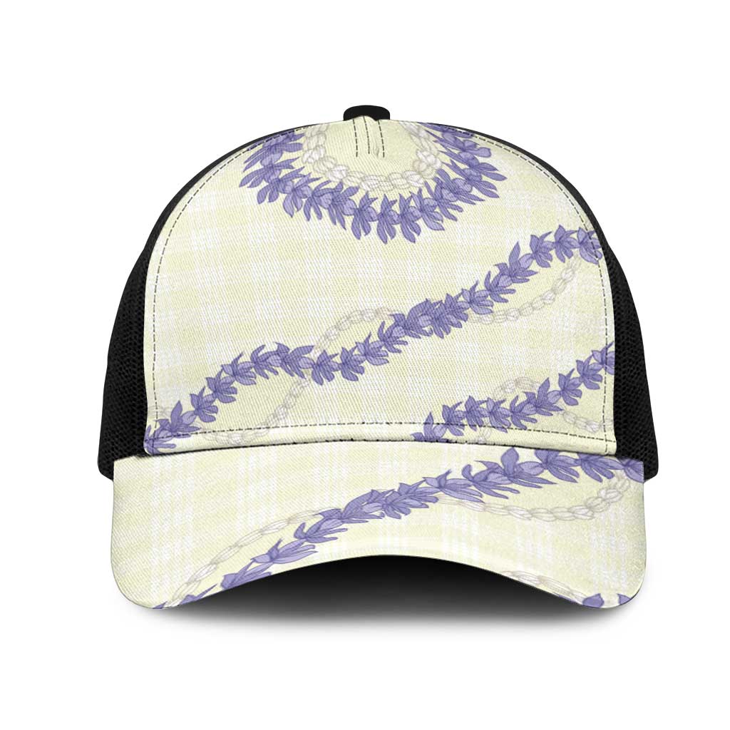 Hawaii Honohono Palaka Motifs Mesh Trucker Cap Hawaiian Orchid Lei
