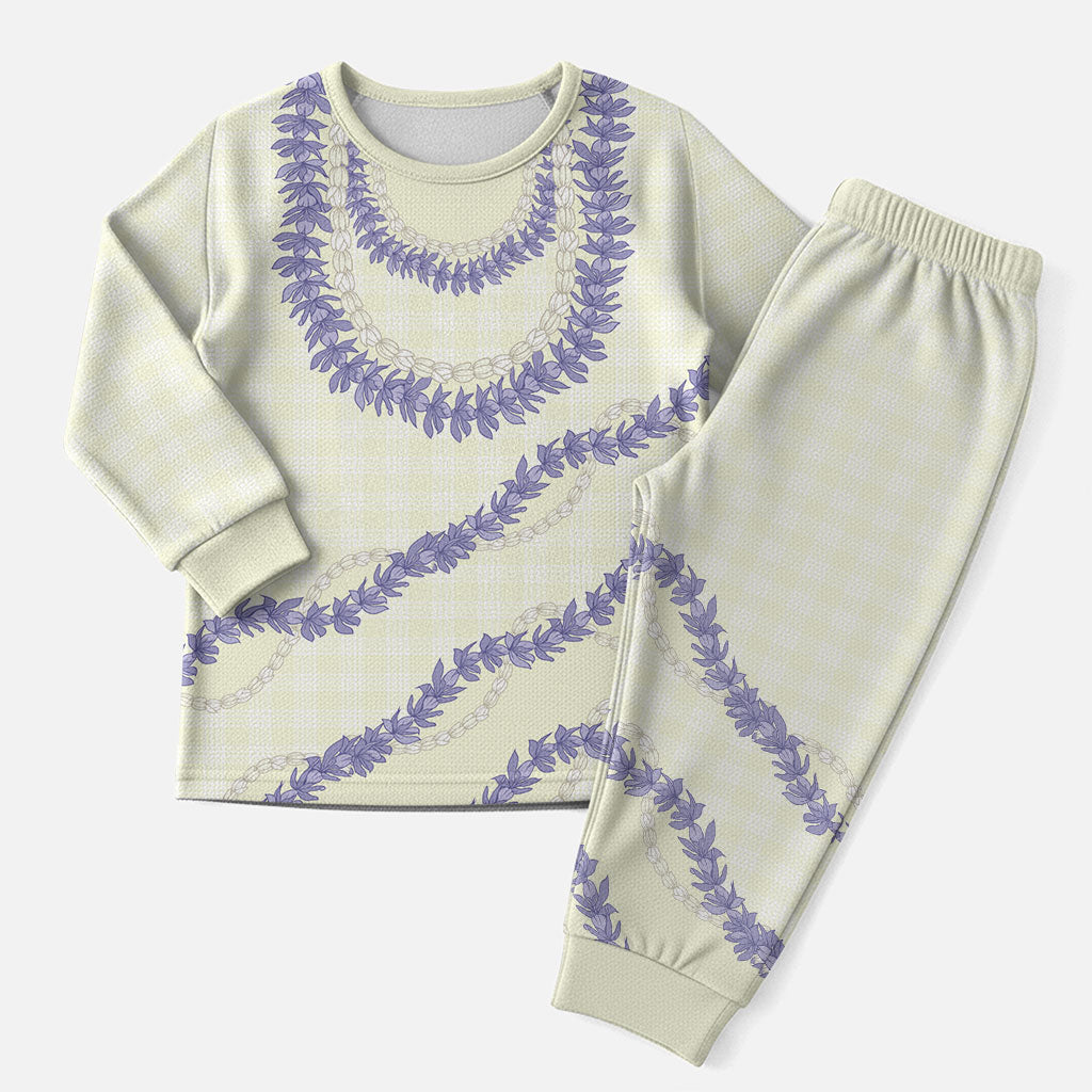 Hawaii Honohono Palaka Motifs Christmas Pajama Set Hawaiian Orchid Lei