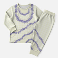 Hawaii Honohono Palaka Motifs Christmas Pajama Set Hawaiian Orchid Lei