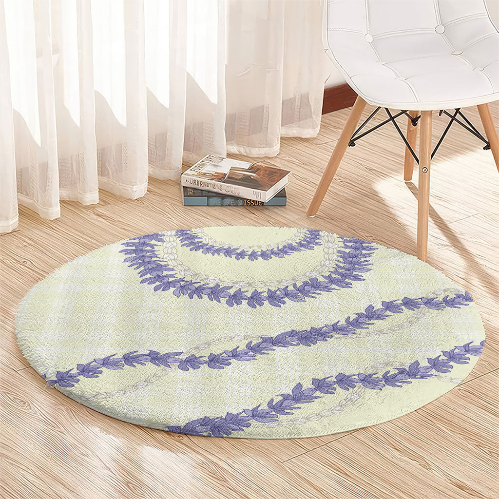 Hawaii Honohono Palaka Motifs Round Carpet Hawaiian Orchid Lei