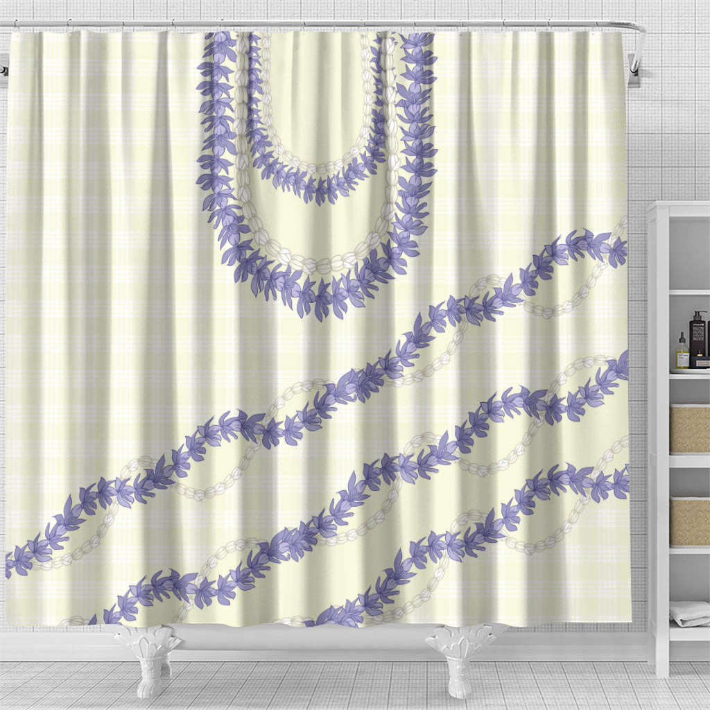 Hawaii Honohono Palaka Motifs Shower Curtain Hawaiian Orchid Lei