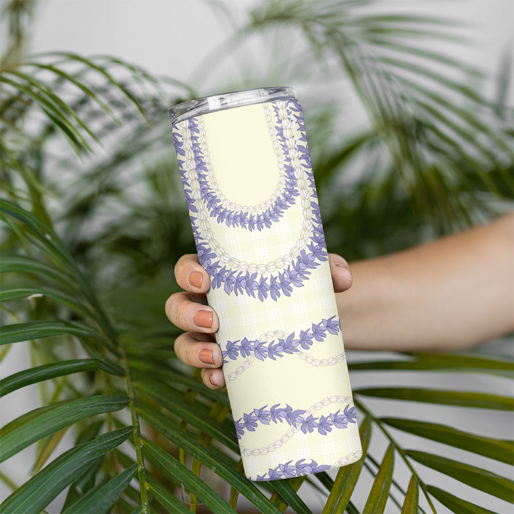Hawaii Honohono Palaka Motifs Skinny Tumbler Hawaiian Orchid Lei LT14 - Polynesian Pride