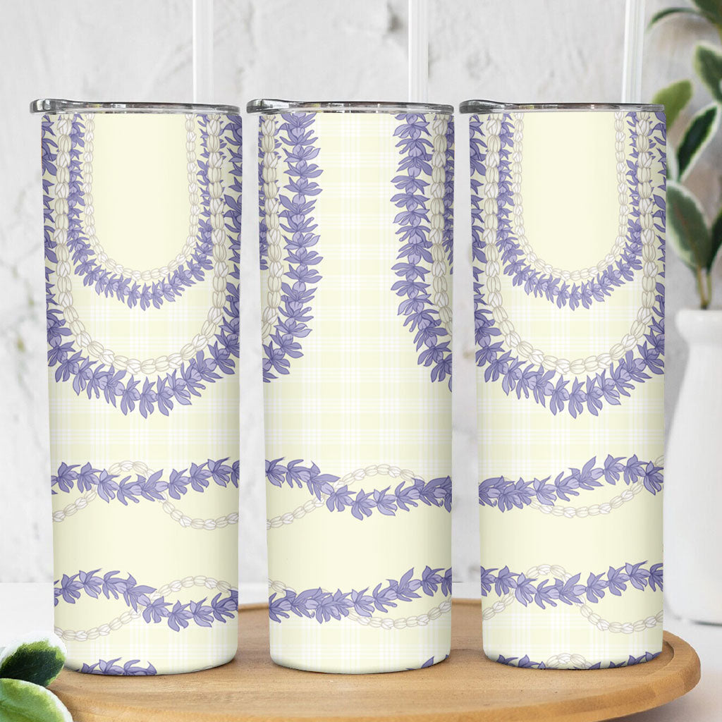 Hawaii Honohono Palaka Motifs Skinny Tumbler Hawaiian Orchid Lei LT14 - Polynesian Pride