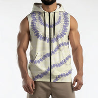 Hawaii Honohono Palaka Motifs Sleeveless Zip Hoodie Hawaiian Orchid Lei