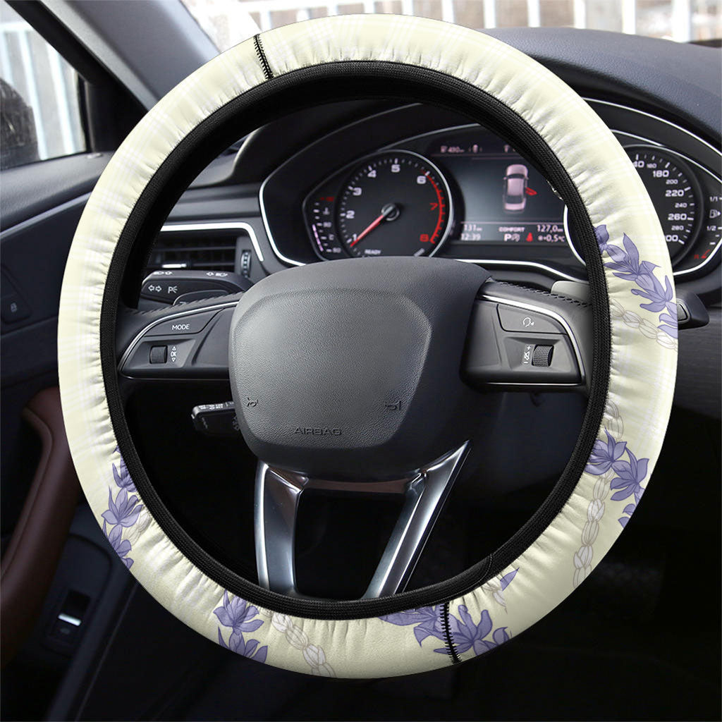 Hawaii Honohono Palaka Motifs Steering Wheel Cover Hawaiian Orchid Lei