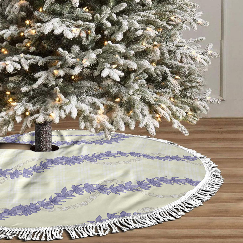 Hawaii Honohono Palaka Motifs Tree Skirt Hawaiian Orchid Lei